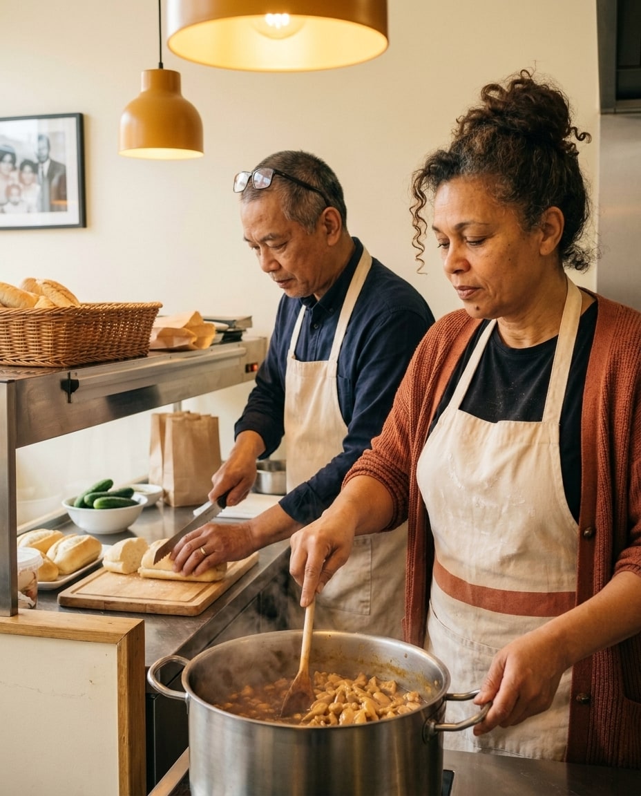Mama Rosa keuken, warm eten wordt klaargezet voor bezorging.